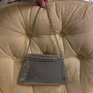 Shea Shea Mesh Metal Chain Handle Purse silver